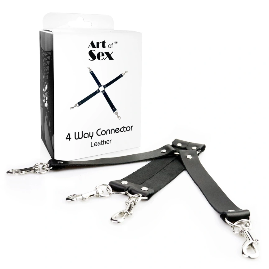 Крестовина из натуральной кожи Art of Sex – 4 Way Connector, черный фото 3