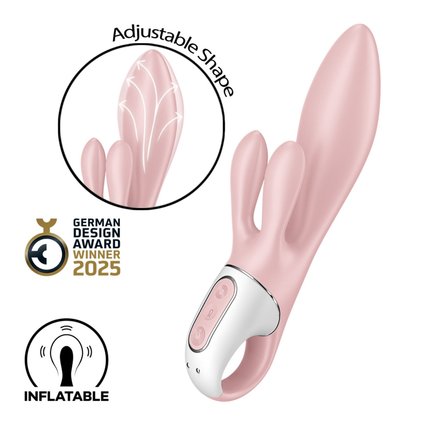 Вібратор-кролик надувний Satisfyer Air Pump Bunny 3, 12 режимів, подвійний відросток фото 1