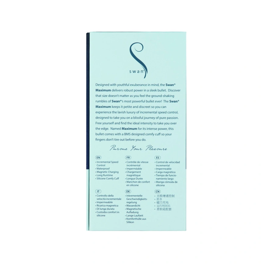 Вибропуля Swan Maximum + Comfy Cuff Blue, супермощная, разная интенсивность, силиконовая манжета фото 10