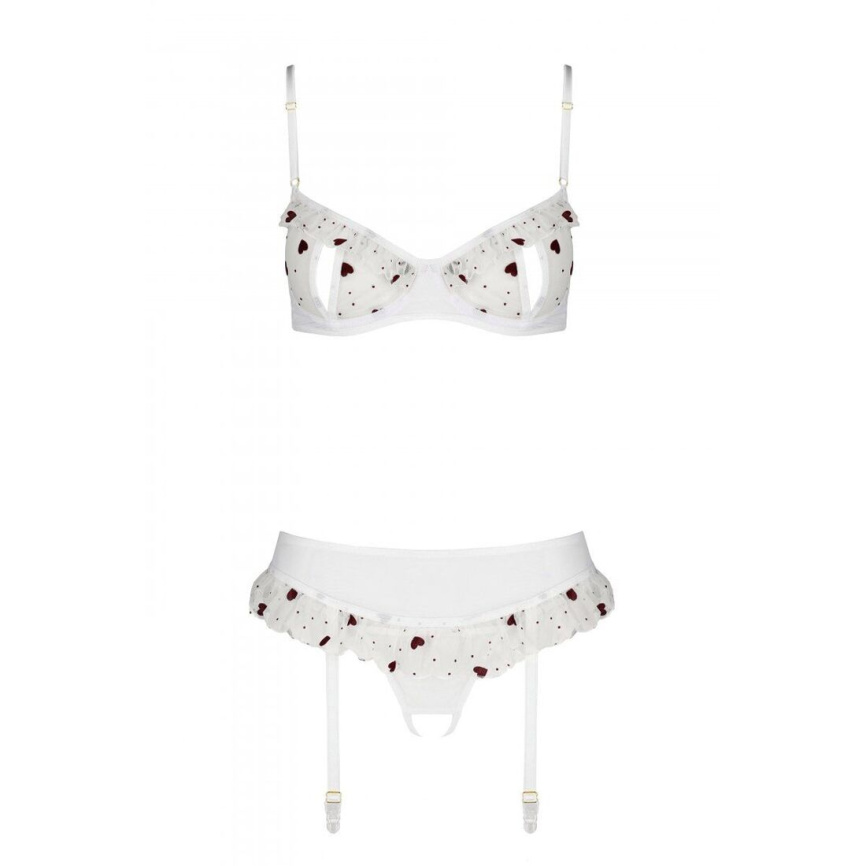 Сексуальний комплект з поясом для панчіх Passion LOVELIA SET L/XL, white фото 5