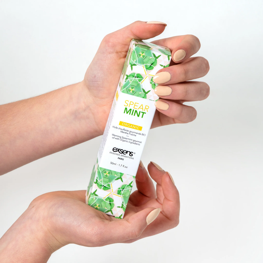 Масажна олія EXSENS Organic Spear Mint 50мл розігрівальна, без цукру, без парабенів, їстівна фото 3