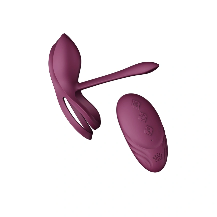 Смарт-эрекционное кольцо Zalo - BAYEK Velvet Purple, двойное с вводимой частью, пульт ДУ фото 2