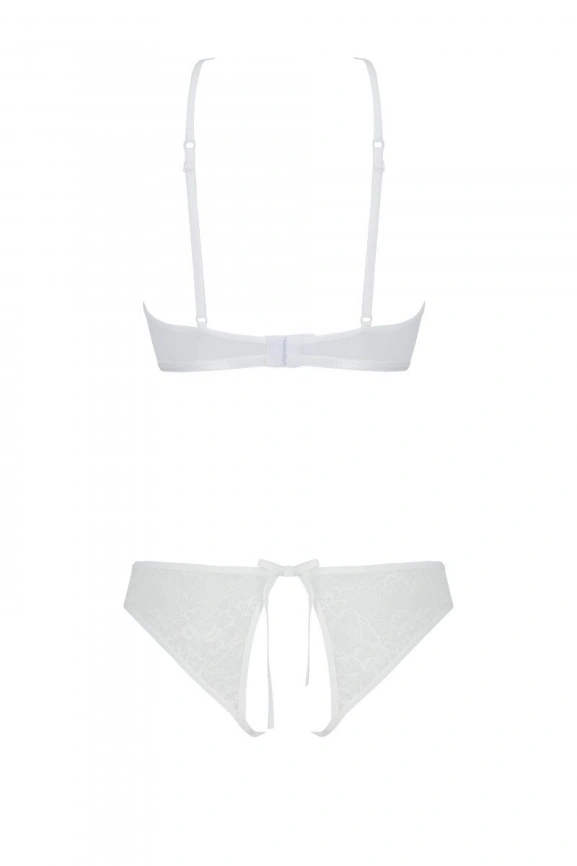 Комплект: бра, трусики с ажурным декором и открытым шагом URSULA SET L/XL, white фото 4