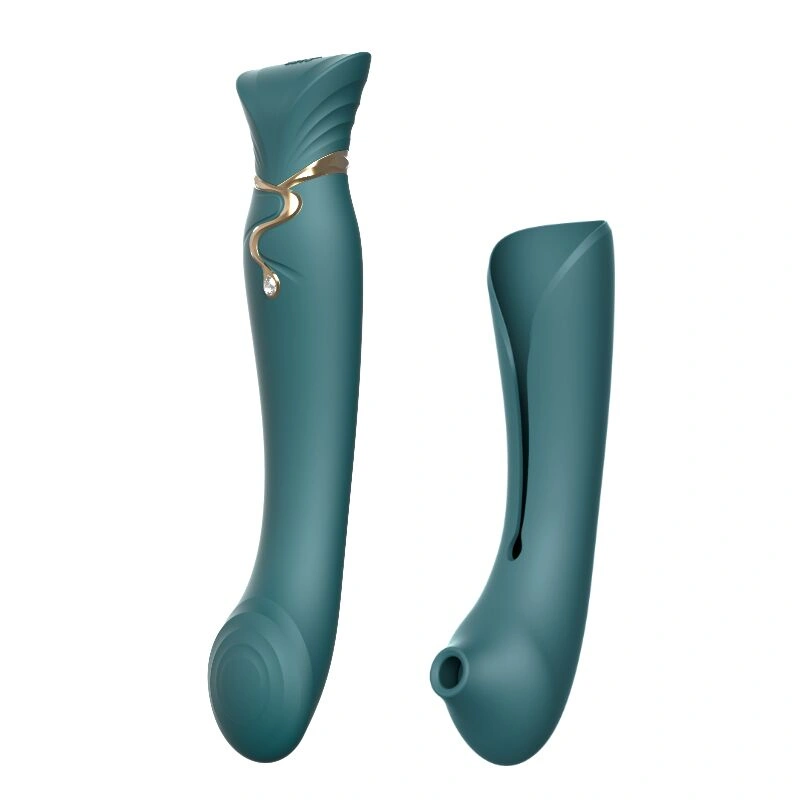 Смартвибратор 3в1 Zalo — Queen Set Jewel Green, пульсирующая жемчужина и вакуум, кристалл Swarovski фото 1