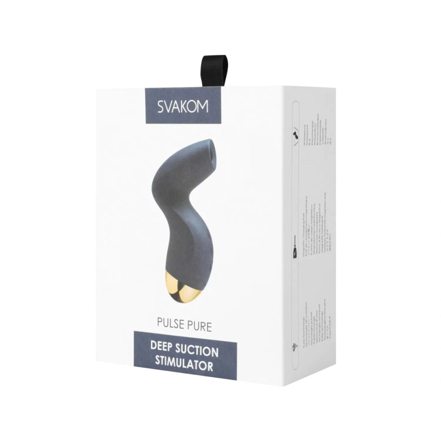 Вакуумный клиторальный стимулятор Svakom Pulse Pure Navy Blue, 5 режимов, 5 интенсивностей в каждом фото 14