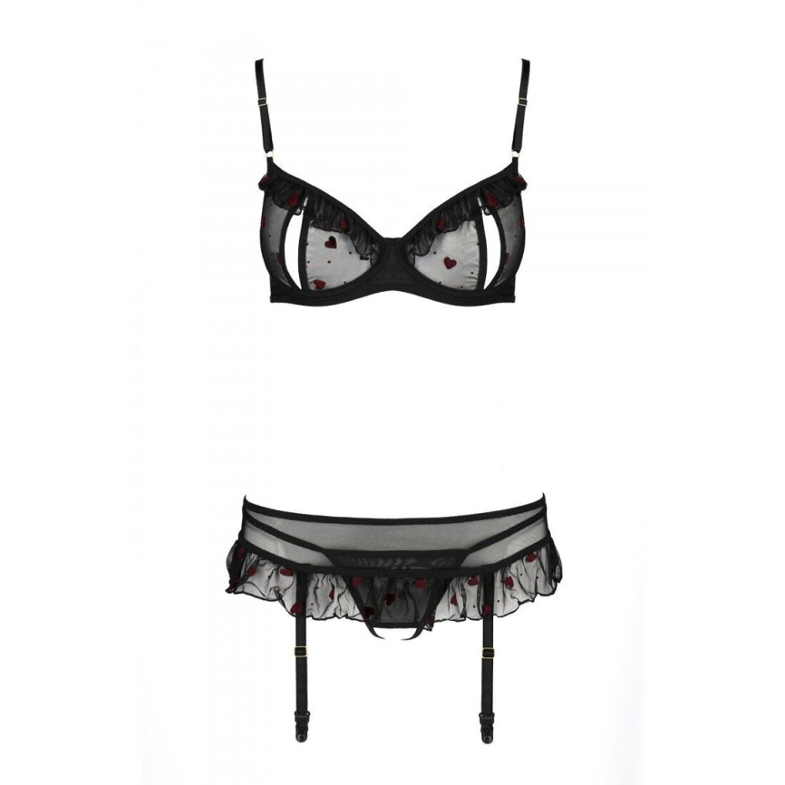 Сексуальний комплект з поясом для панчіх Passion LOVELIA SET S/M, black фото 5