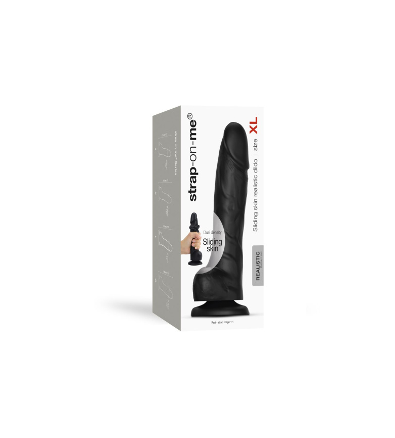 Реалістичний фалоімітатор Strap-On-Me Sliding Skin Realistic Dildo Black XL, ефект рухливої шкіри фото 8