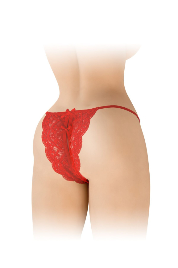 Трусики з відкритим доступом Fashion Secret Cindy Red, мереживо з бантиком фото 2