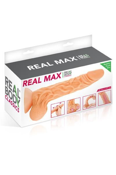 Фалоімітатор із рухомою крайньою плоттю Real Body — Real Max, діаметр 4,3 см, TPE фото 3