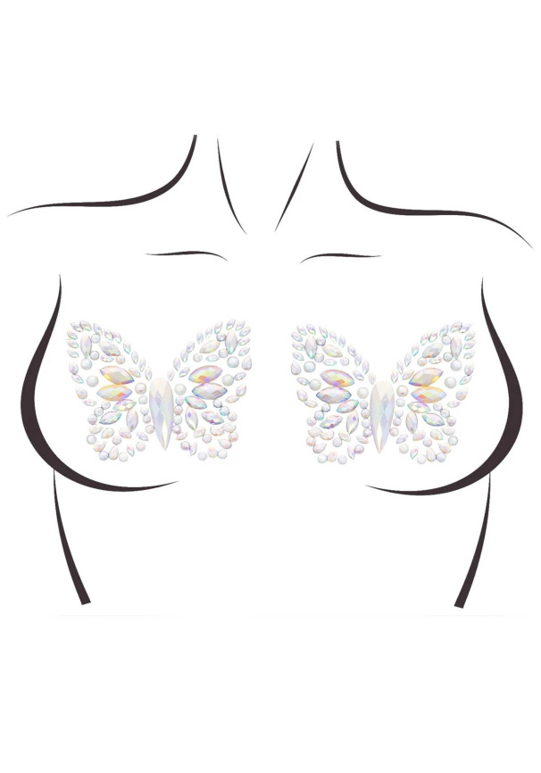 Пестис-метелики з кристалів Leg Avenue Chrysallis nipple sticker, наліпки, світяться у темряві фото 1
