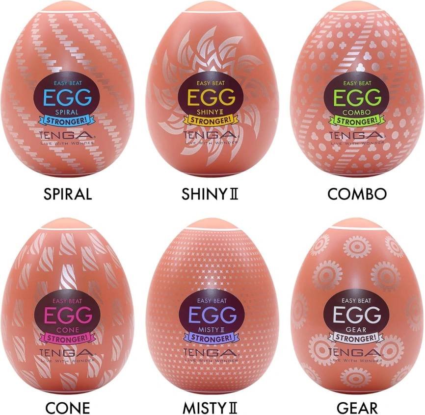 Набор мастурбаторов-яиц Tenga Egg Hard Boilded II Pack (6 яиц), плотный TPE, выпуклая текстура фото 2