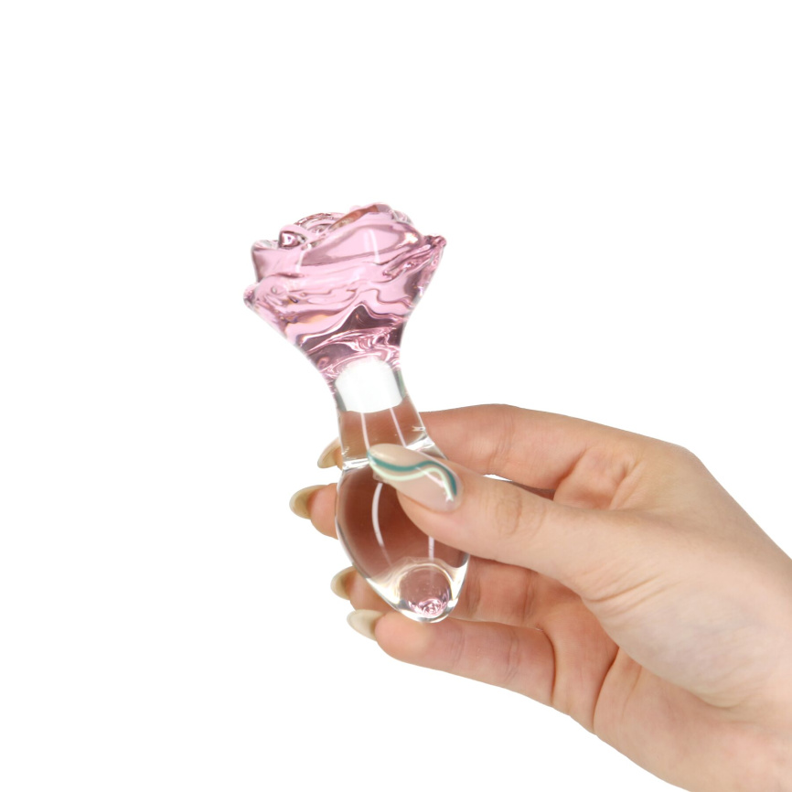 Скляна анальна пробка Pillow Talk Rosy Luxurious Glass Anal Plug, ⌀3,3 см, віброкуля в подарунок фото 6