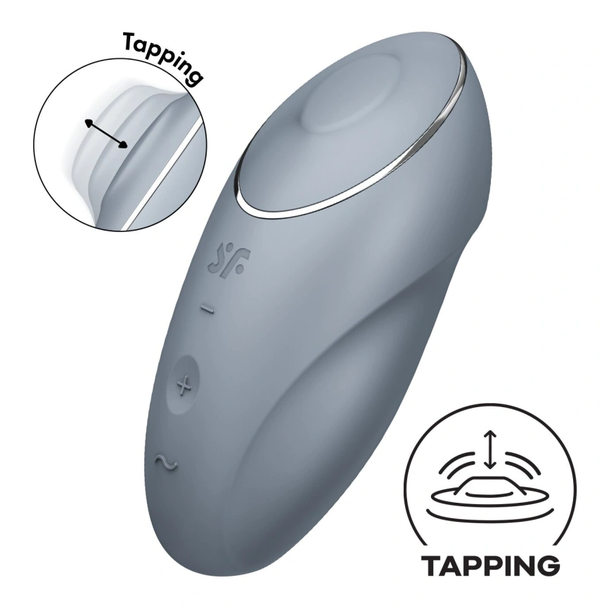 Вибростимулятор-пульсатор Satisfyer Tap & Climax 1 Bluegrey, эффект постукивания пальцем, 2 мотора фото 1