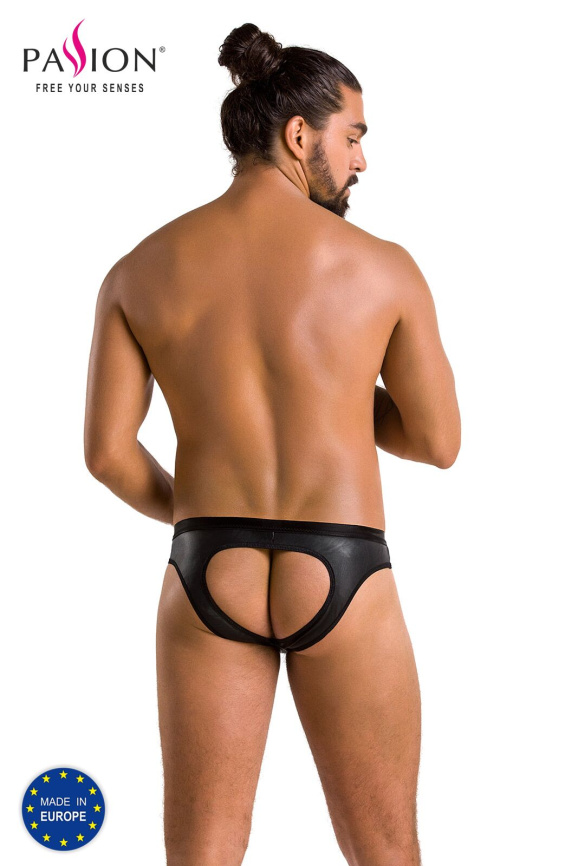 Чоловічі сліпи з вирізами Passion 041 SLIP JOE XXL/XXXL Black, екошкіра, відкриті сідниці фото 6