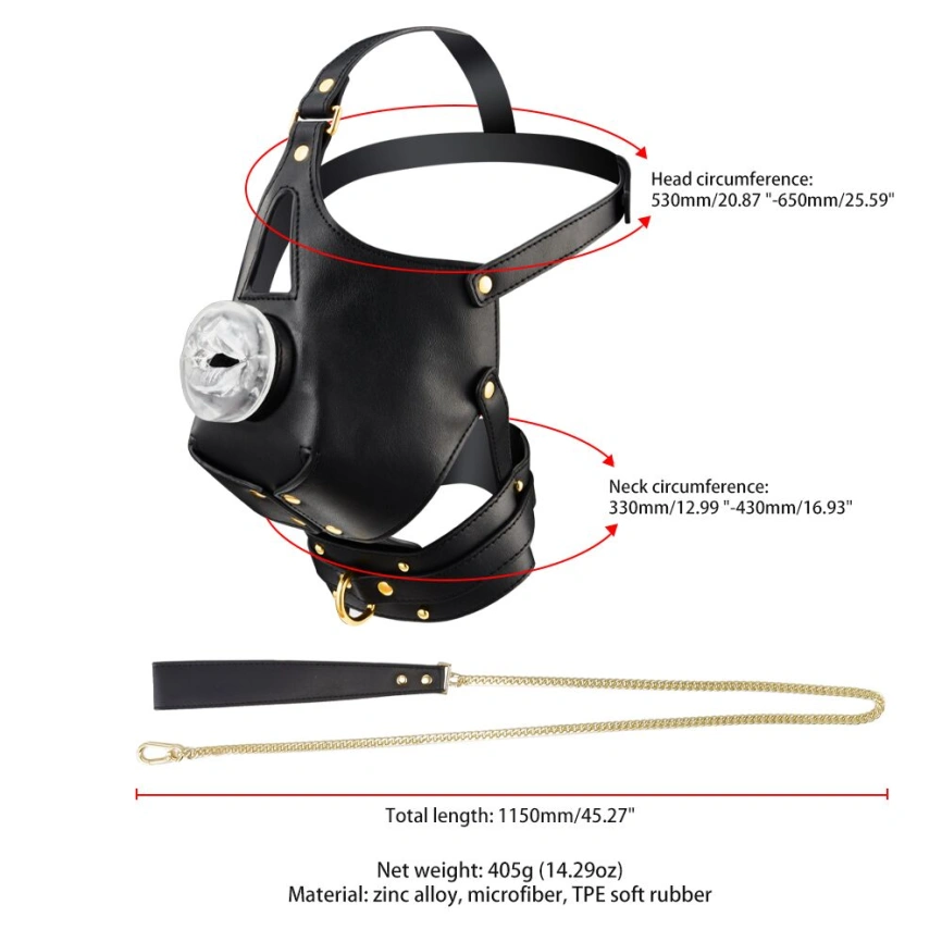Маска-сбруя для минета с поводком LOCKINK SEVANDA Blowjob Head Muzzle with Leash, черная фото 10