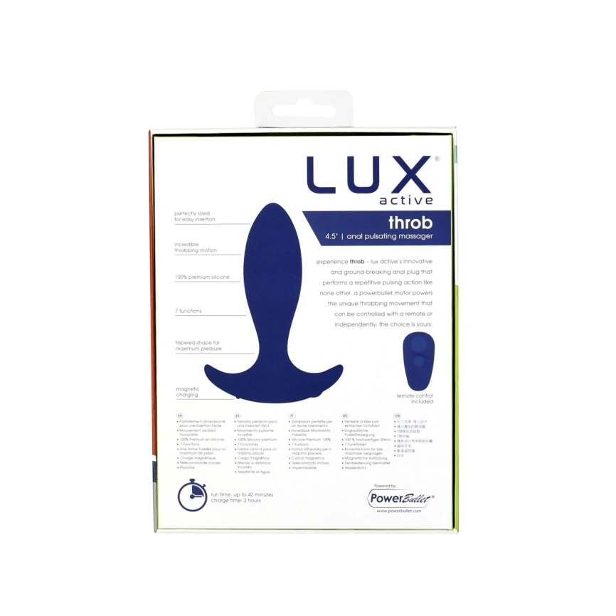 Анальная пробка с пульсацией Lux Active – Throb – 4.5" Anal Pulsating Massager, пульт ДУ фото 9