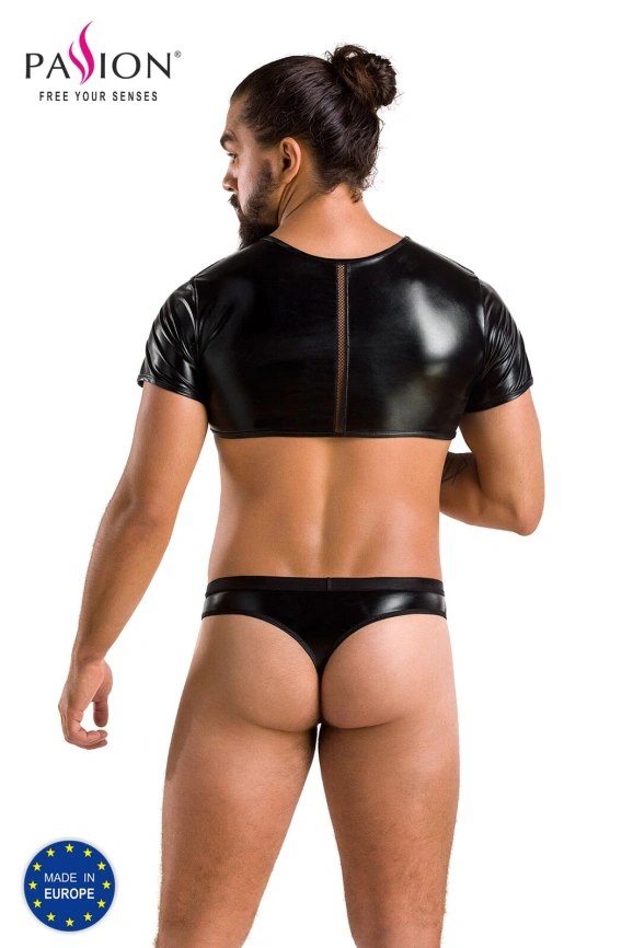 Комплект мужского белья под латекс Passion 057 SET PETER XXL/XXXL Black, кроп-топ, стринги фото 6