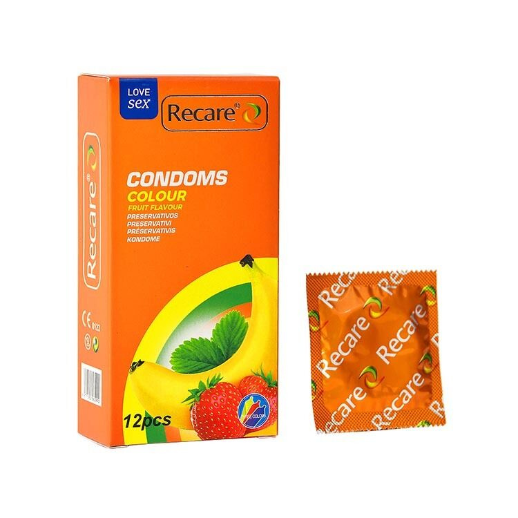 Презервативи Recare Color Fruit Flavour Condoms 12 шт, аромати: м'ята, банан, полуниця фото 1