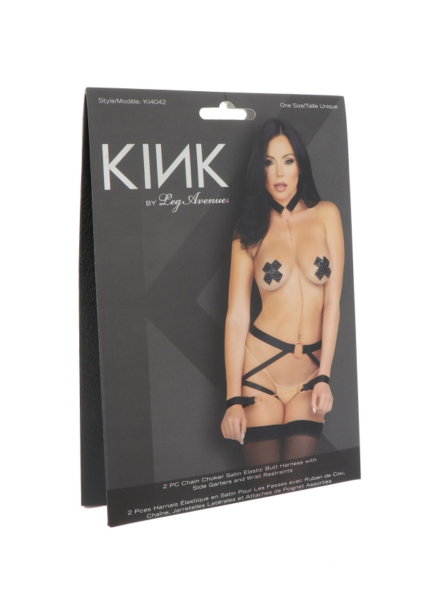 Комплект ременів для бондажу Leg Avenue Harness & wrist restraints One size Black, чокер фото 5