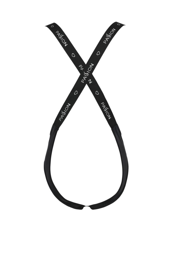Чоловіче відкрите боді Passion 027 BRUNO S/M Black, під латекс, на шлейках фото 4