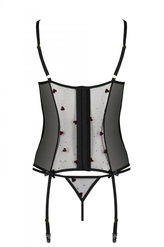 Корсет с подвязками, стринги Passion LOVELIA CORSET L/XL, black фото 6