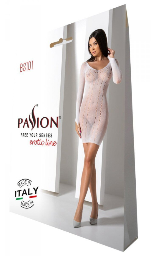 Напівпрозора мінісукня Passion BS101 One Size, white, рукава-мітенки фото 6