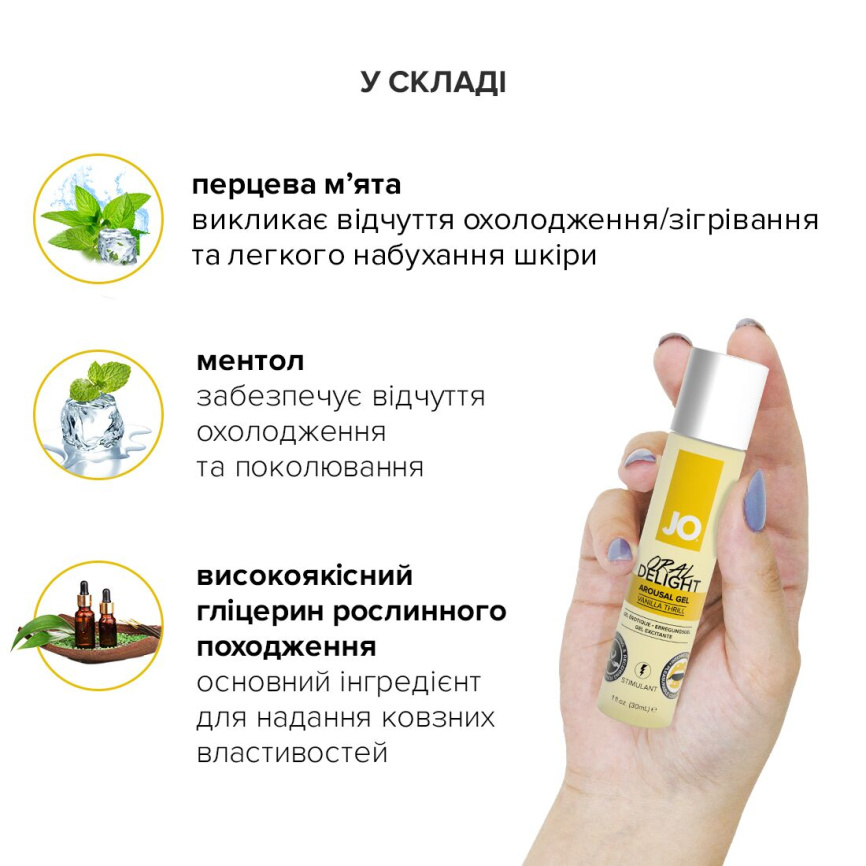 Гель для оральних пестощів JO Oral Delight Vanilla Thrill (30 мл), ефект холод-тепло фото 5