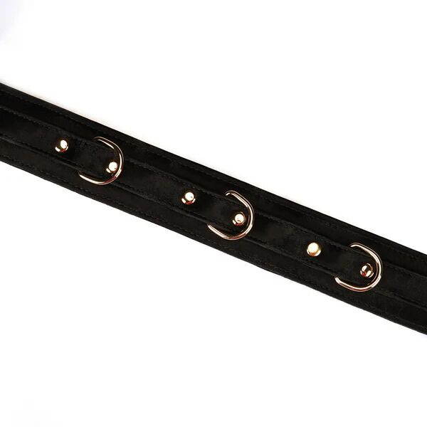 Нашийник з повідцем Liebe Seele Boudoir Amor Collar with Leash Black, три кільця фото 4