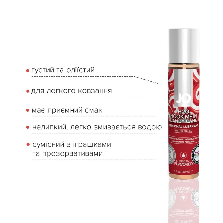 Лубрикант на водній основі JO H2O – Candy Cane без цукру, рослинний гліцерин (30 мл) фото 3