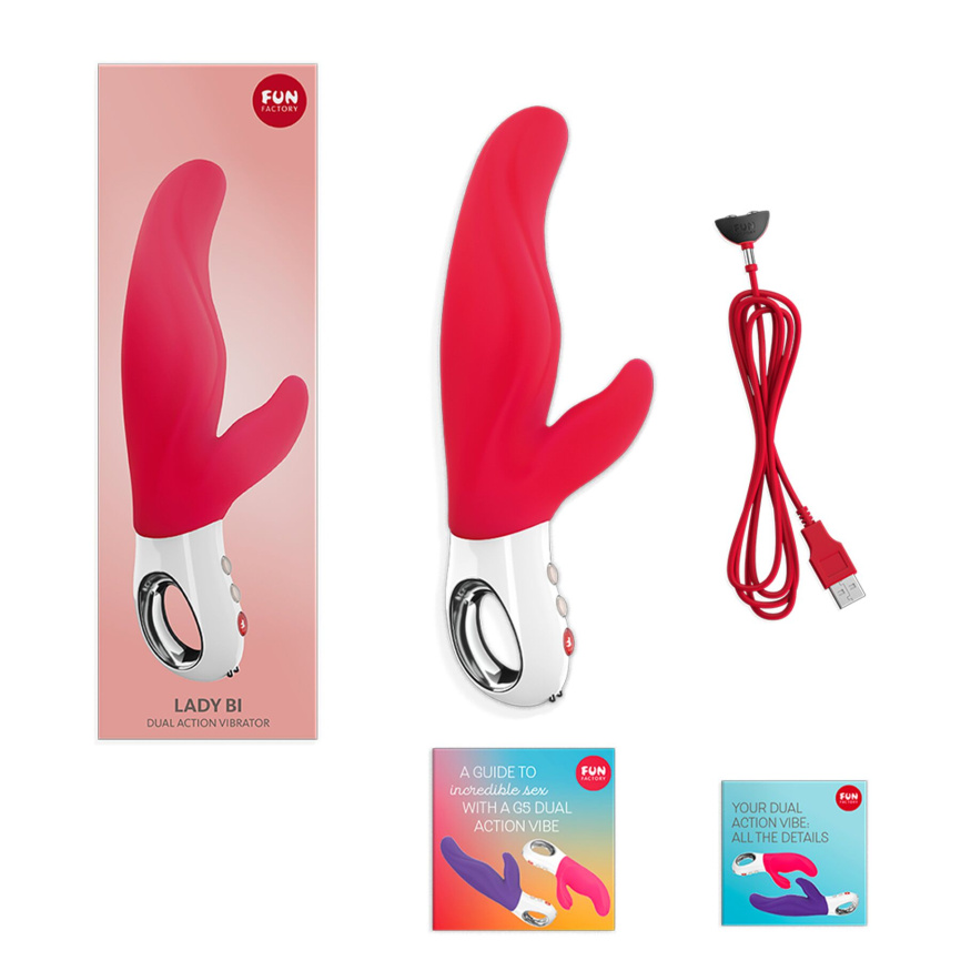 Вібратор-кролик для точки А Fun Factory LADY BI india red, 2 мотори, 12 режимів фото 3