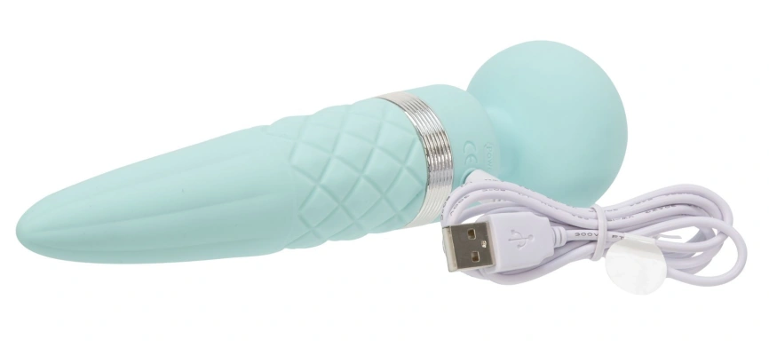 Вибромассажер 2в1 PILLOW TALK - Sultry Teal, классический массажер и вибратор с ротацией, подогрев фото 2