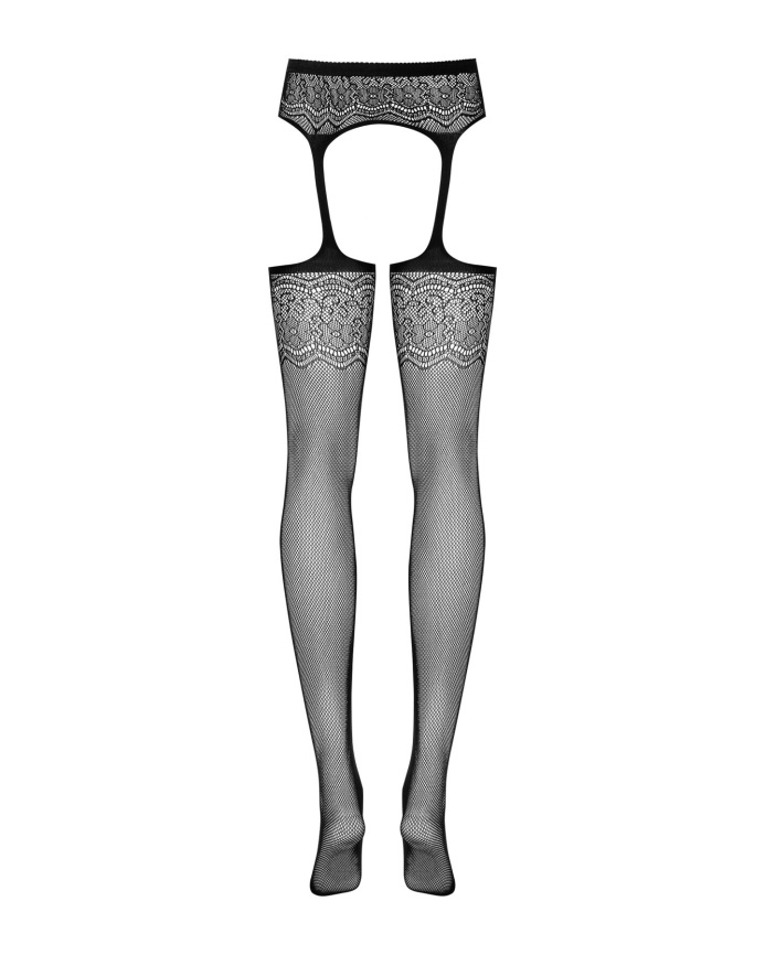 Сітчасті панчохи-стокінги з квітковим малюнком Obsessive Garter stockings S207 S/M/L,чорні фото 6