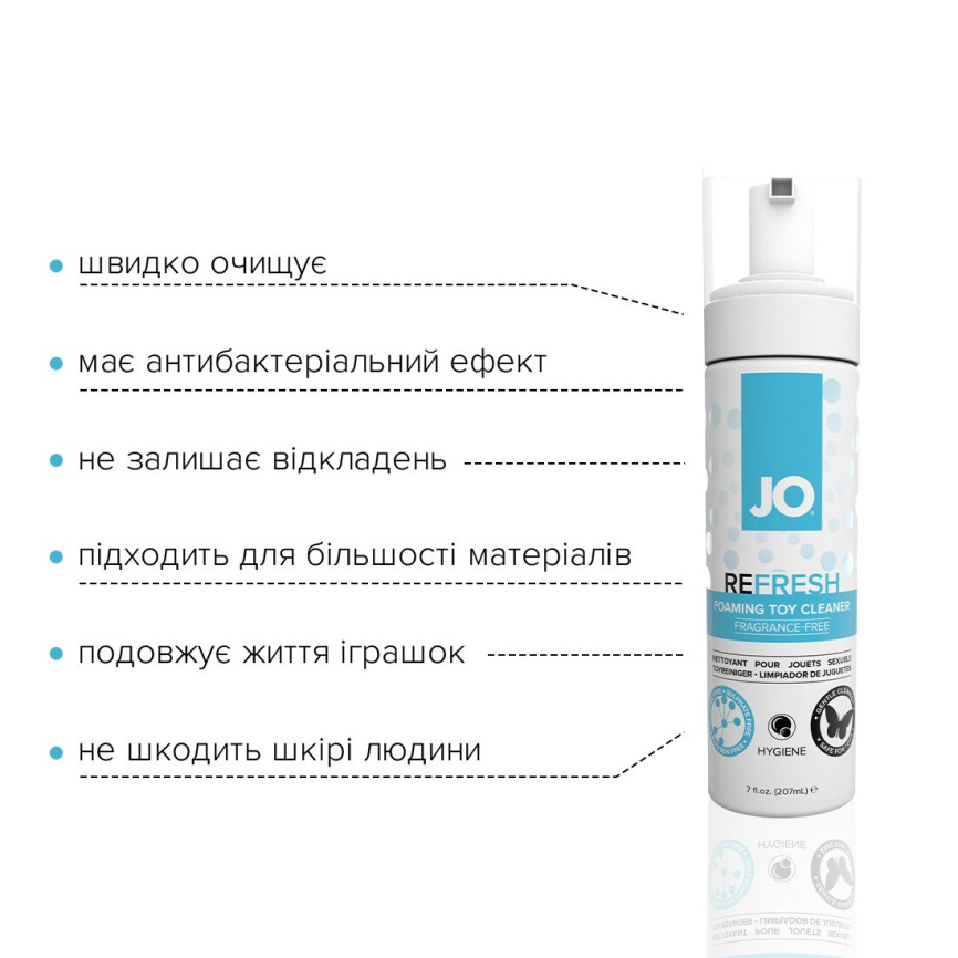 М’яка пінка для очищення іграшок JO REFRESH (207 мл) дезінфікує, проникає глибоко фото 3
