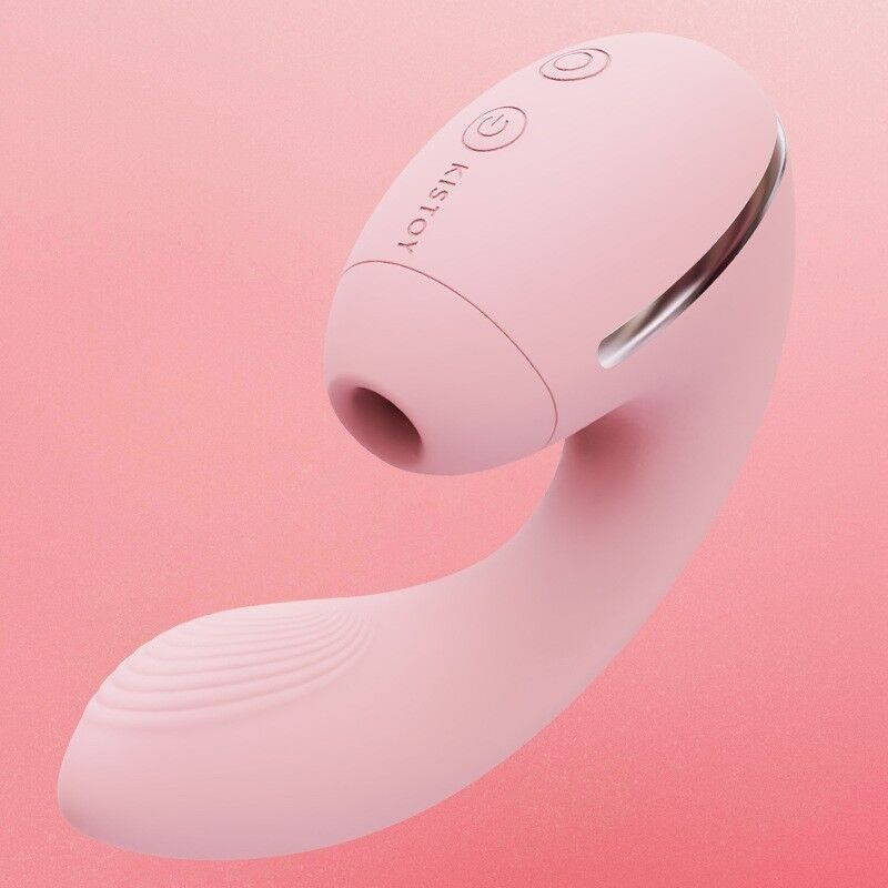Вакуумний вібратор KISSTOY Tina Mini Pink, вагінально-кліторальний фото 2