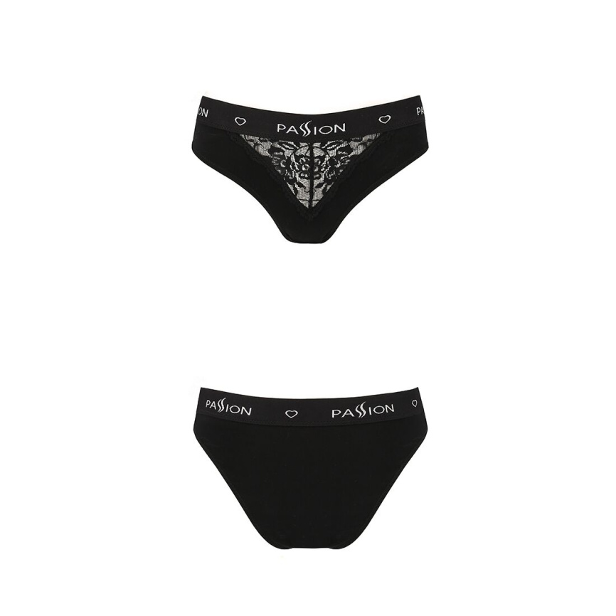 Трусики з широкою гумкою і мереживом Passion PS001 PANTIES XL, black фото 5