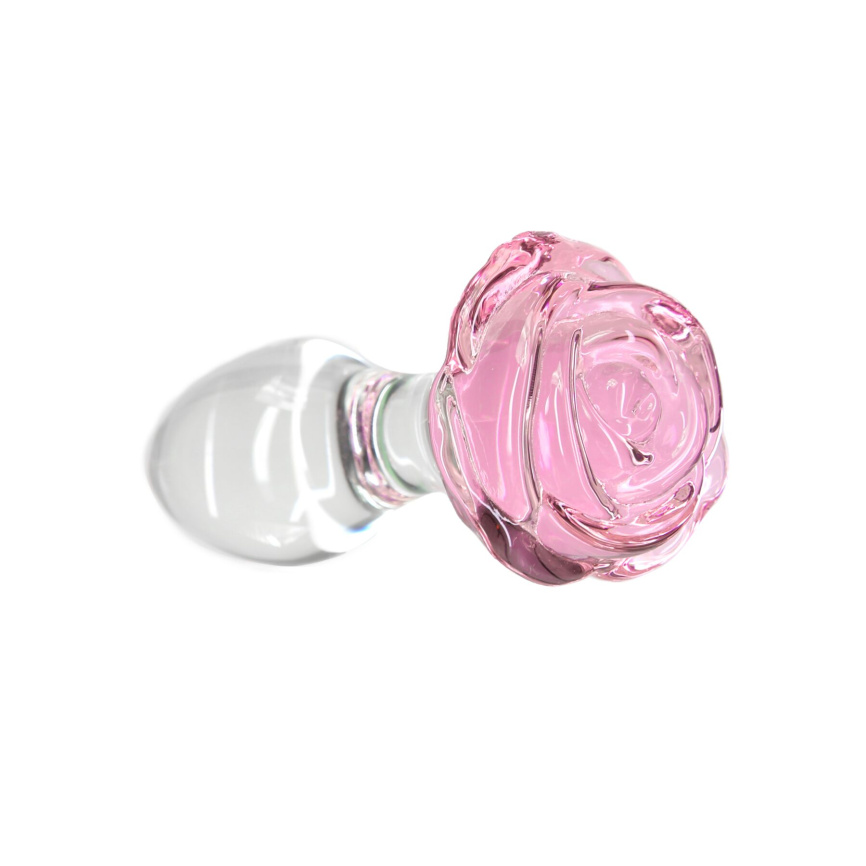 Скляна анальна пробка Pillow Talk Rosy Luxurious Glass Anal Plug, ⌀3,3 см, віброкуля в подарунок фото 2