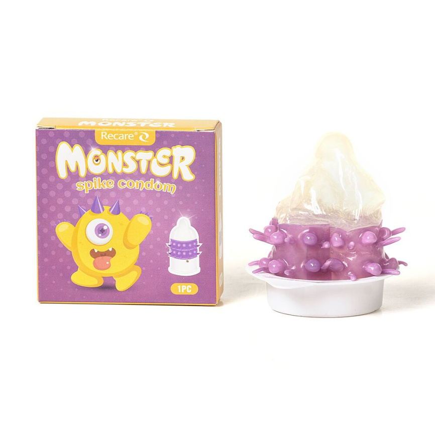 Насадка на член Recare Yellow Monster Spike Condom (презерватив з рядами пухирців та шипів) фото 1