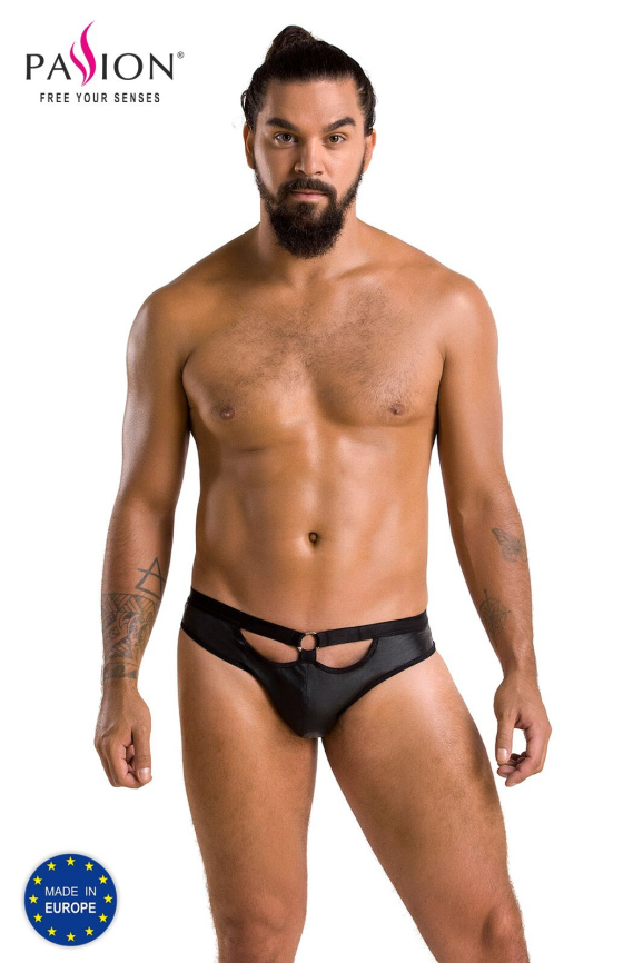 Чоловічі сліпи з вирізами Passion 041 SLIP JOE XXL/XXXL Black, екошкіра, відкриті сідниці фото 5