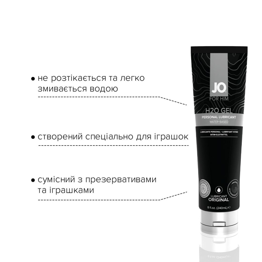 Густа змазка на водній основі JO H2O GEL — ORIGINAL (240 мл), рослинний гліцерин фото 3