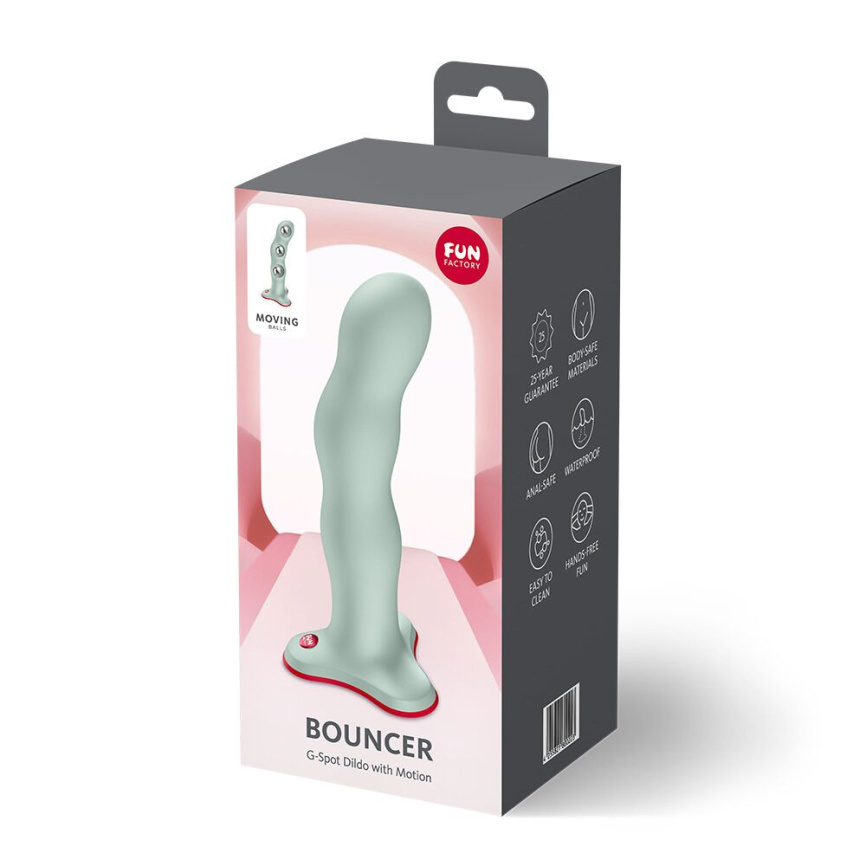 Фалоімітатор Fun Factory BOUNCER Light Green, кульки всередині, ефект вібрації, діаметр 3,9 см фото 11