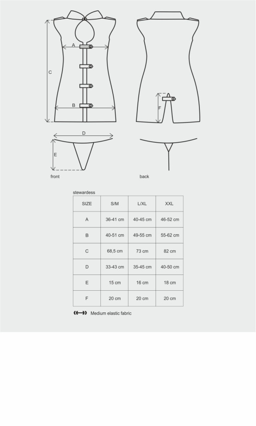 Еротичний костюм стюардеси Obsessive Stewardess 3 pcs grey S/M, сірий, сукня, стрінги, пілотка фото 7