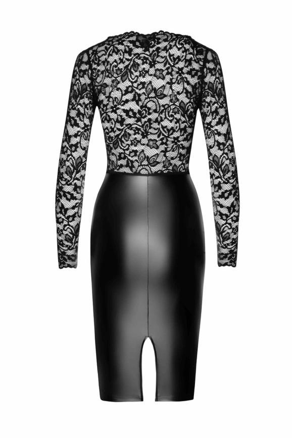 Платье Noir Handmade F295 Euphoria, M, black, кружево, глубокое декольте, юбка миди под латекс фото 5