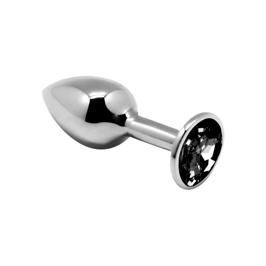 Металлическая анальная пробка с кристаллом Alive Mini Metal Butt Plug Black M фото 1