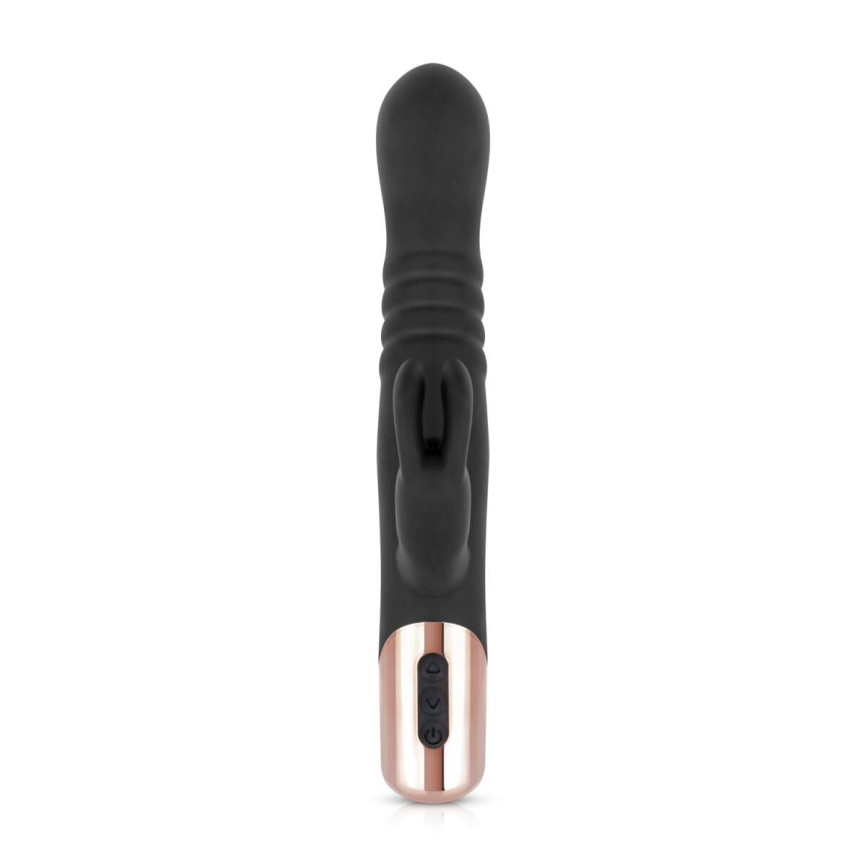 Вібратор-кролик Rosy Gold - Rabbit Vibrator with thrusting function - Black фото 3