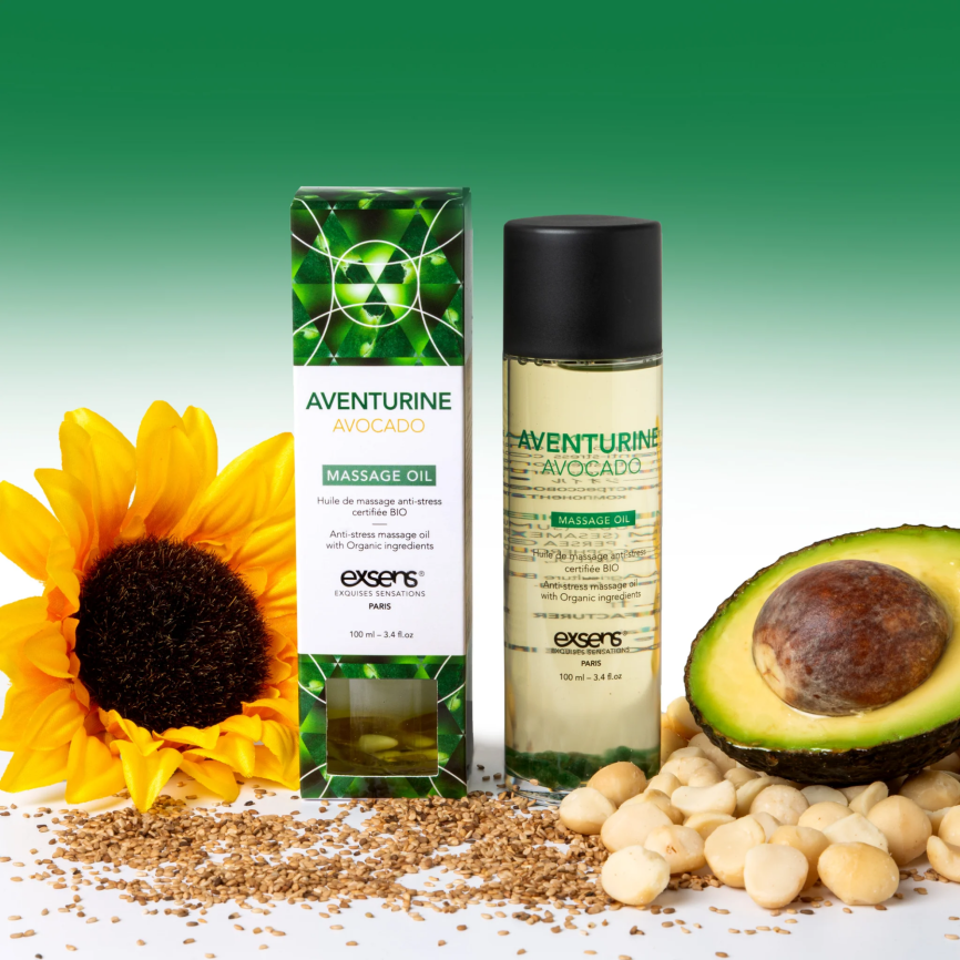Масажна олія EXSENS Aventurine Avocado (антистрес з авантюрином) 100мл, натуральна фото 5