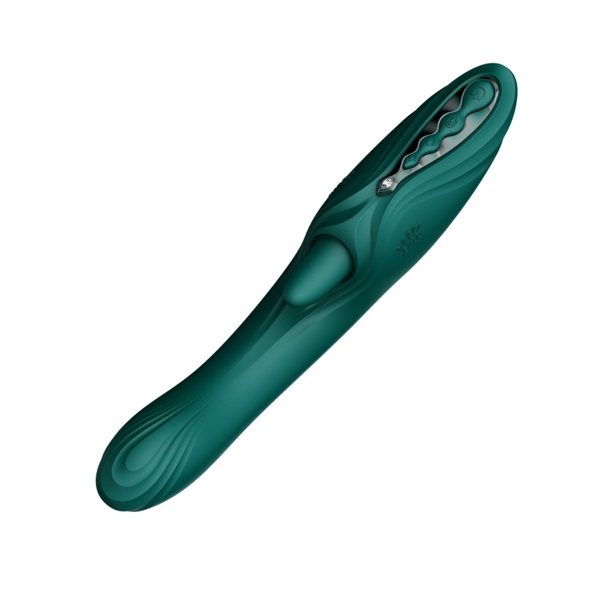 Смарт-вібратор Zalo Ares Turquoise Green, підігрів, 3 мотори, язичок для клітора, стимуляція точки G фото 3