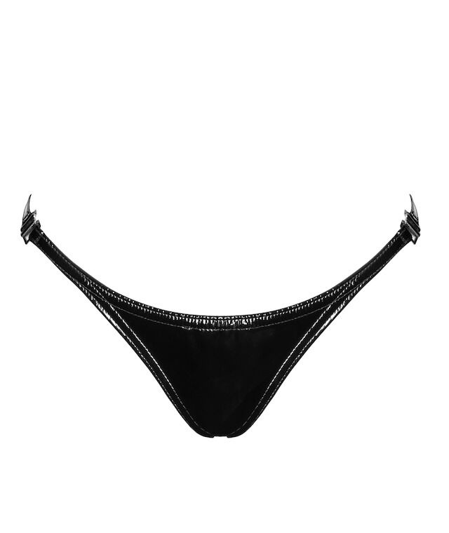 Трусики Noir Handmade P014 Dominae PVC panty with silver clasp XL фото 4
