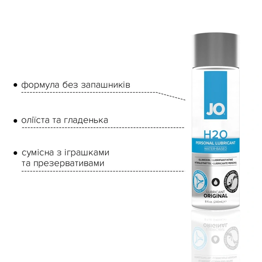 Смазка на водной основе JO H2O ORIGINAL (240 мл) маслянистая и гладкая, растительный глицерин фото 3