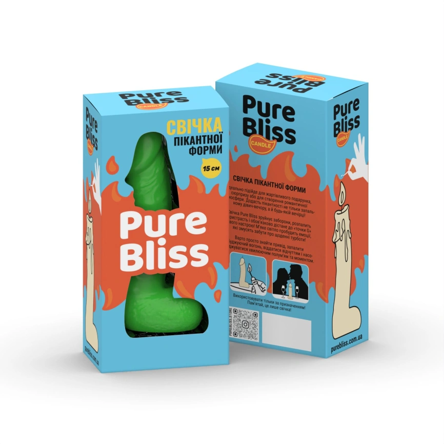 Свеча в виде члена Pure Bliss MINI Green 15 см фото 7