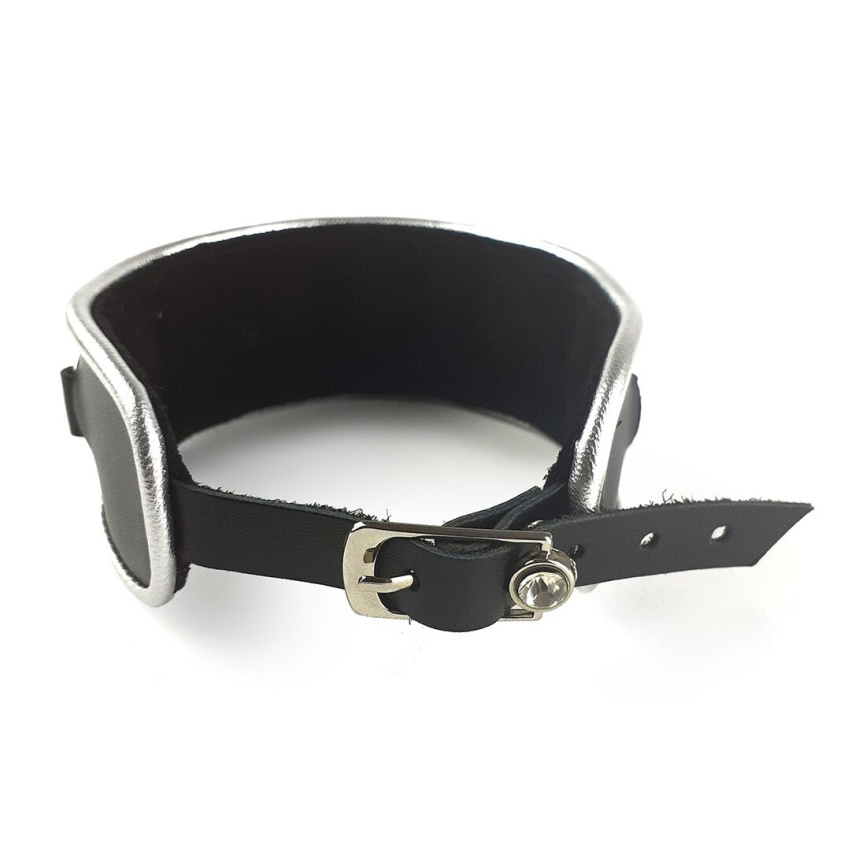 Ошейник из натуральной кожи со стразами и кольцом Art of Sex -  Collar Ring фото 4